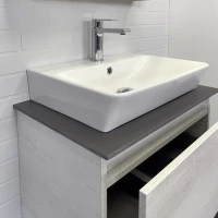 Тумба с раковиной Comforty Прага 60 подвесная, белый дуб, с раковиной 9055RA-50
