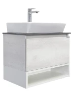 Тумба с раковиной Comforty Прага 60 подвесная, белый дуб, с раковиной 9055RA-50