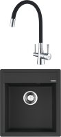 Комплект Мойка Omoikiri Daisen 46-BL черная + Смеситель Lemark Comfort LM3075C с гибким изливом, хром, черный
