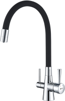 Комплект Мойка Omoikiri Daisen 46-BL черная + Смеситель Lemark Comfort LM3075C с гибким изливом, хром, черный