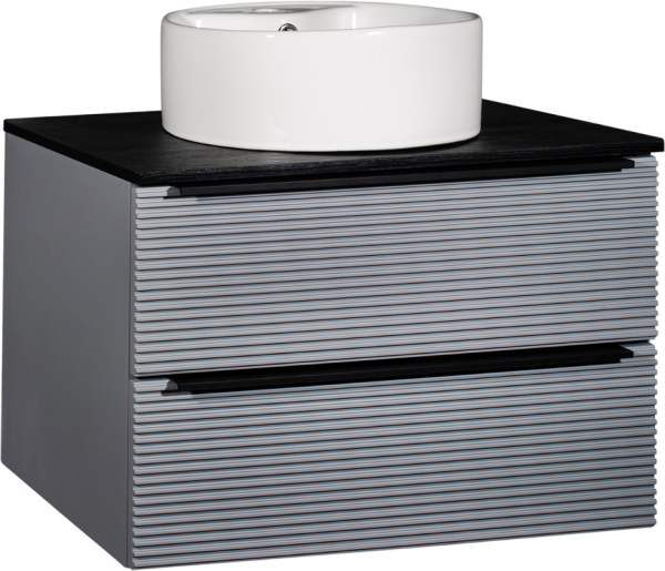 Тумба с раковиной Runo Орлеан 70 серая, черная, раковина Sole 40