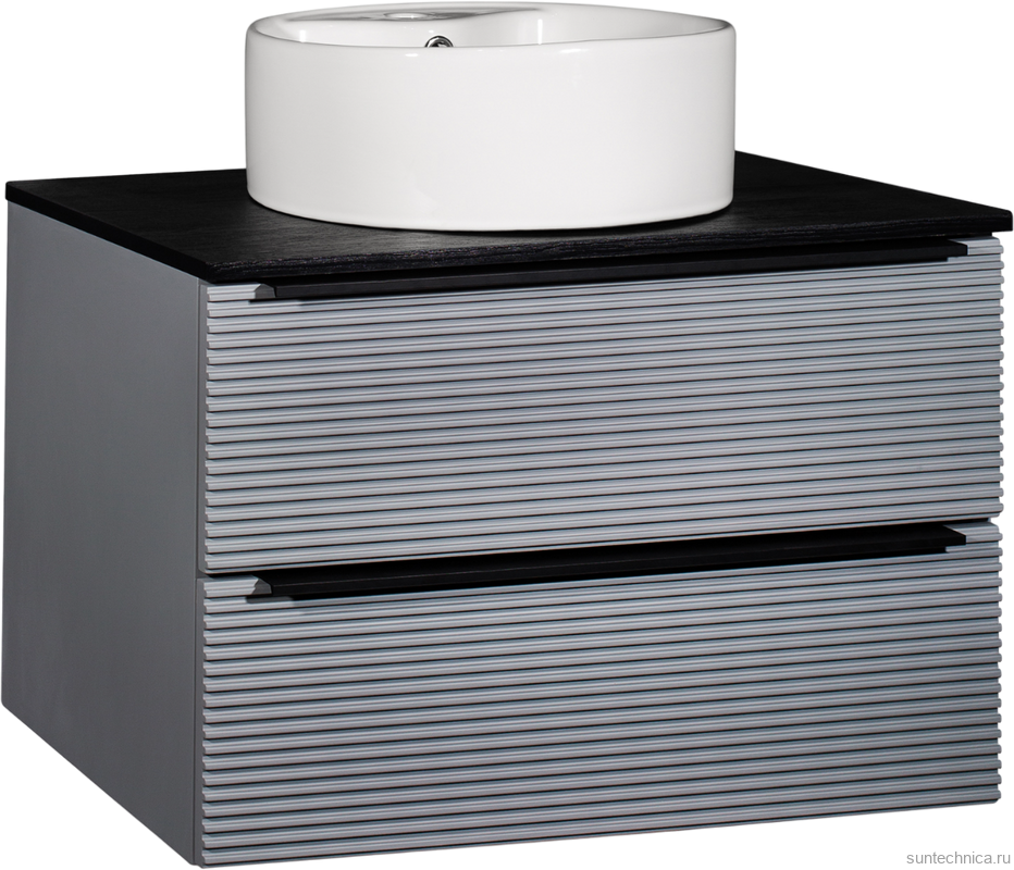 Тумба с раковиной Runo Орлеан 70 серая, черная, раковина Sole 40