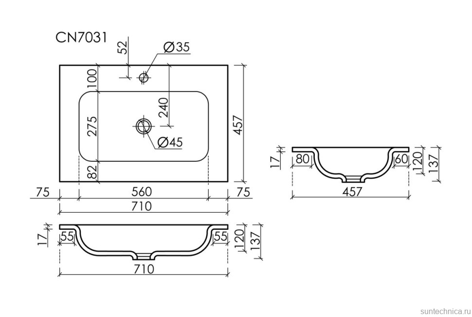 Мебель для ванной комнаты Sancos Snob T 70 подвесная, bianco, раковина CN7031