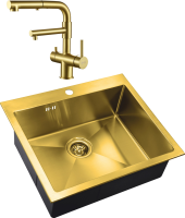 Комплект Мойка Zorg Inox PVD SZR-5951 bronze + Смеситель Sanitary SZR-3216 Bronze бронза