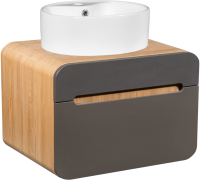 Мебель для ванной комнаты Runo Ницца 60 дуб натуральный, графит, раковина Sole 40