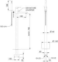 Напольный смеситель для ванны с душем Remer Infinity I08 С ВНУТРЕННЕЙ ЧАСТЬЮ