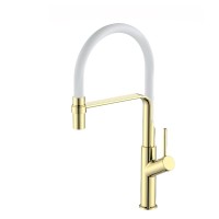 ESKO. Смеситель для кухни, гибкий излив ,белый с золотом