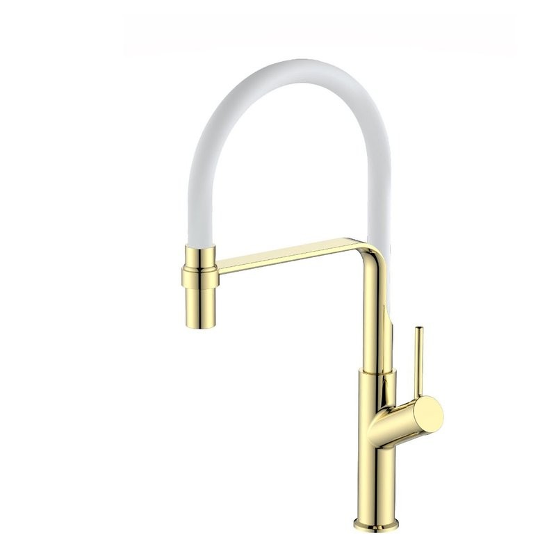 ESKO. Смеситель для кухни, гибкий излив ,белый с золотом