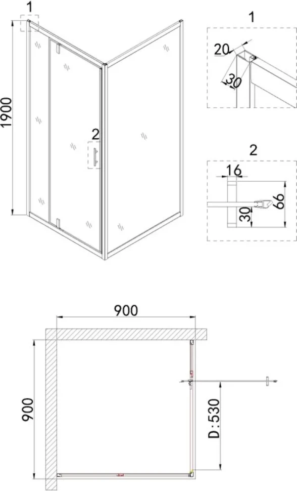 Душевой уголок Niagara Nova NG-0290-08 BLACK 90x90, квадратный, черный