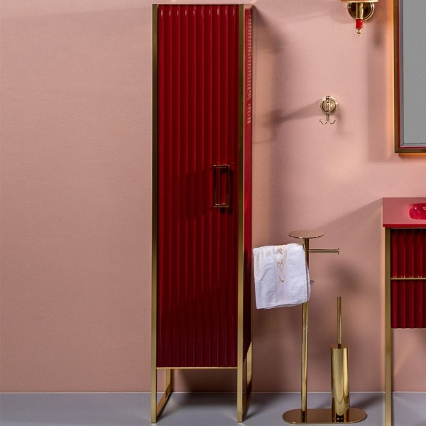 Шкаф пенал для ванной Armadi Art Monaco L, бордо, золото