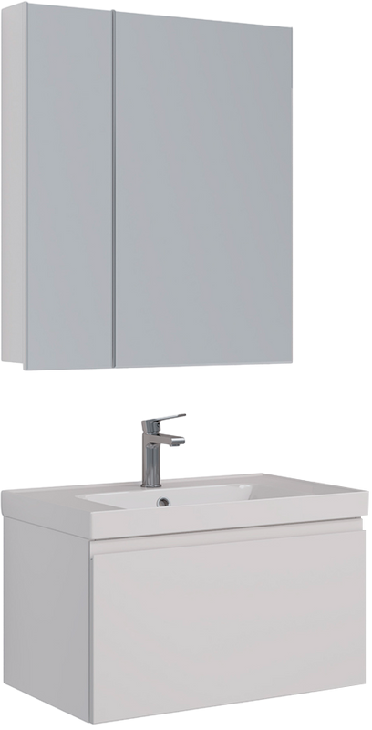 Мебель для ванной комнаты Lemark Veon mini 70 белая глянцевая, 1 ящик