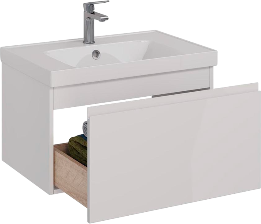 Мебель для ванной комнаты Lemark Veon mini 70 белая глянцевая, 1 ящик