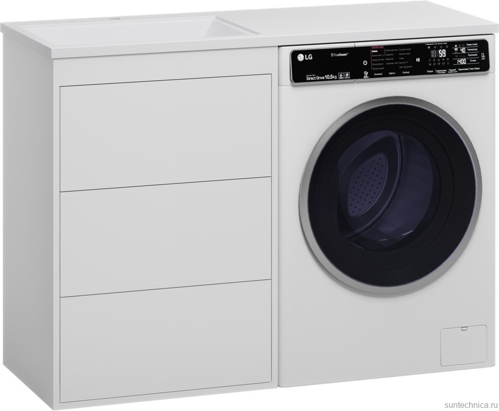 Тумба с раковиной Brevita Grafit 60 L, под стиральную машину, раковина Гавана