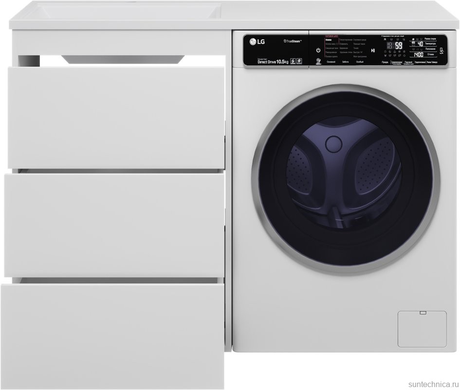 Тумба с раковиной Brevita Grafit 60 L, под стиральную машину, раковина Гавана