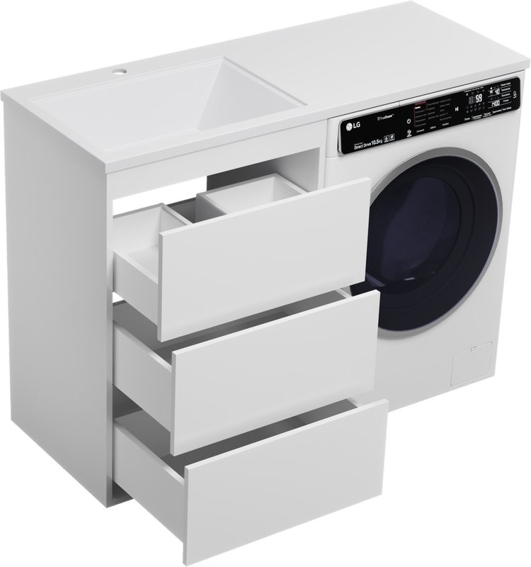 Тумба с раковиной Brevita Grafit 60 L, под стиральную машину, раковина Гавана