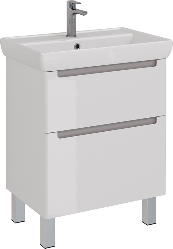 Тумба под раковину Lemark Buno 70 белая глянцевая, 2 ящика