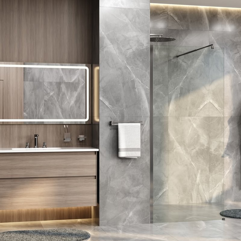 Душевая перегородка Wasserkraft Rur 30W 90 см, профиль хром, стекло прозрачное