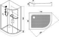 Душевая кабина Esbano C ESKB115CL L, без крыши