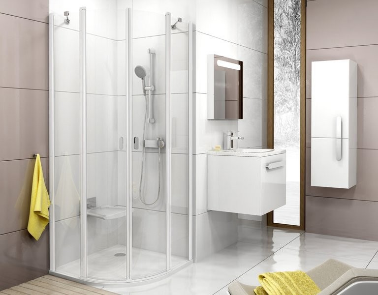 Душевой уголок Ravak Chrome CSKK4-80 Transparent, белый профиль