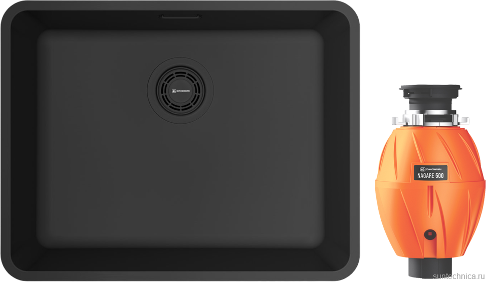 Комплект Мойка Omoikiri Omi 53-U/I Ultra-GB графит + Измельчитель Nagare 500