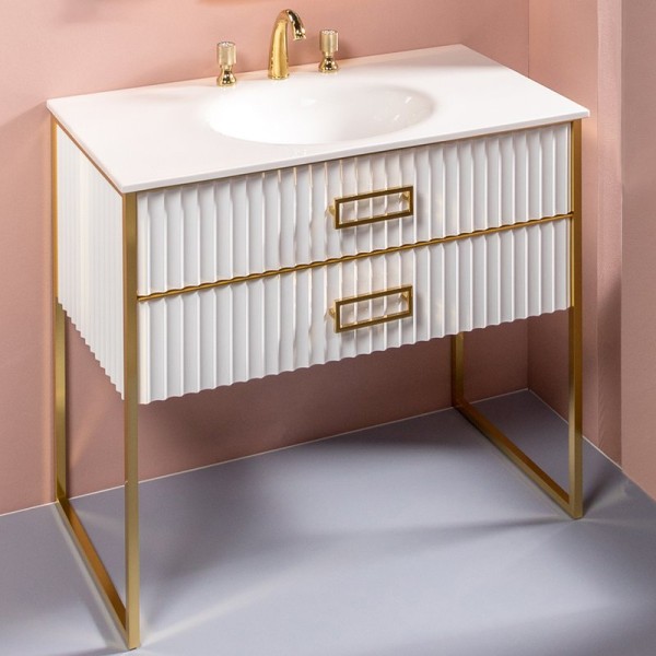 Тумба под раковину Armadi Art Monaco 100 белая, золото