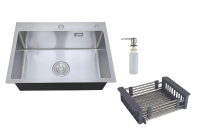 Мойка кухонная РМС MR-5843 c корзиной и дозатором, нержавеющая сталь