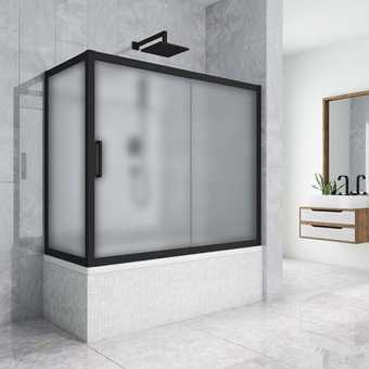 Шторка на ванну Kubele DE019 PR-MAT-BLMT 150х70 см, профиль матовый черный
