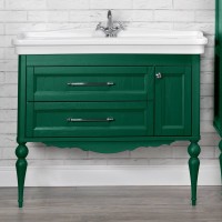 Тумба с раковиной ValenHouse Эстетика 105 АС 100, зеленая, подвесная, ручки хром, раковина Модерн