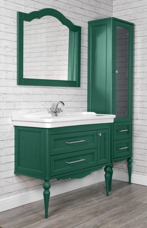 Тумба с раковиной ValenHouse Эстетика 105 АС 100, зеленая, подвесная, ручки хром, раковина Модерн