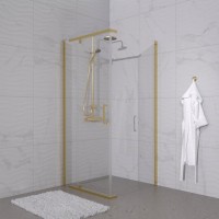 Душевой уголок Triton Терра -Голд 90х90, профиль золото, стекло прозрачное