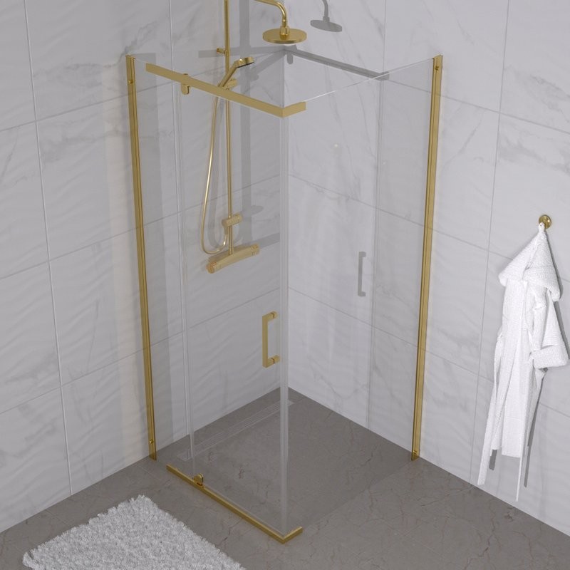 Душевой уголок Triton Терра -Голд 90х90, профиль золото, стекло прозрачное