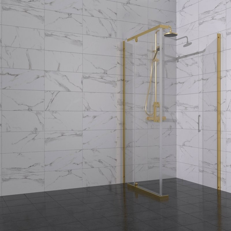 Душевой уголок Triton Терра -Голд 90х90, профиль золото, стекло прозрачное