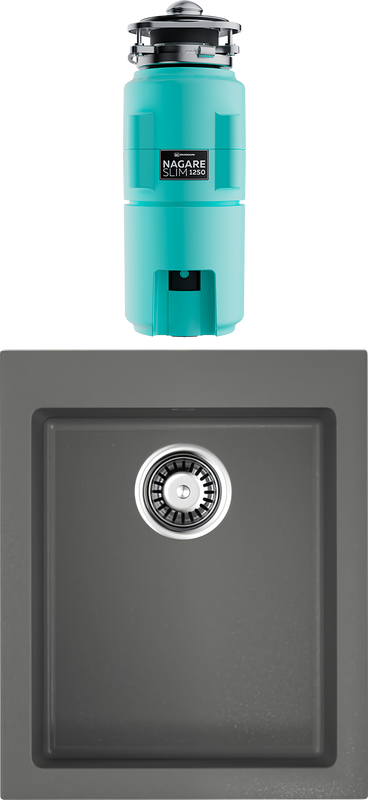 Комплект Мойка Omoikiri Bosen 41-PL платина + Измельчитель Nagare slim 1250-AZ azur blue