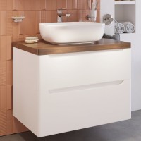 Тумба с раковиной STWORKI Берген 80 белая с темной столешницей, Moduo 50 Square