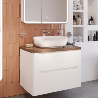 Тумба с раковиной STWORKI Берген 80 белая с темной столешницей, Moduo 50 Square
