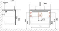 Тумба с раковиной STWORKI Берген 80 белая с темной столешницей, Moduo 50 Square