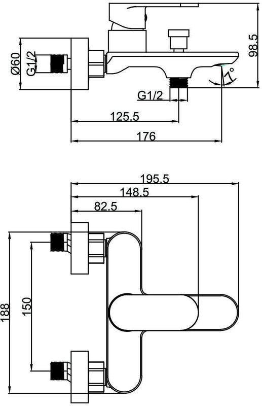 Смеситель для ванны с душем Fashun A3285-7 матовый черный
