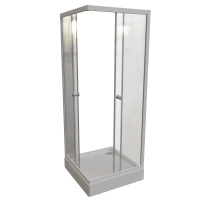 Душевой уголок Radomir Берген SQ 80х80 см, профиль белый, стекло прозрачное, с поддоном