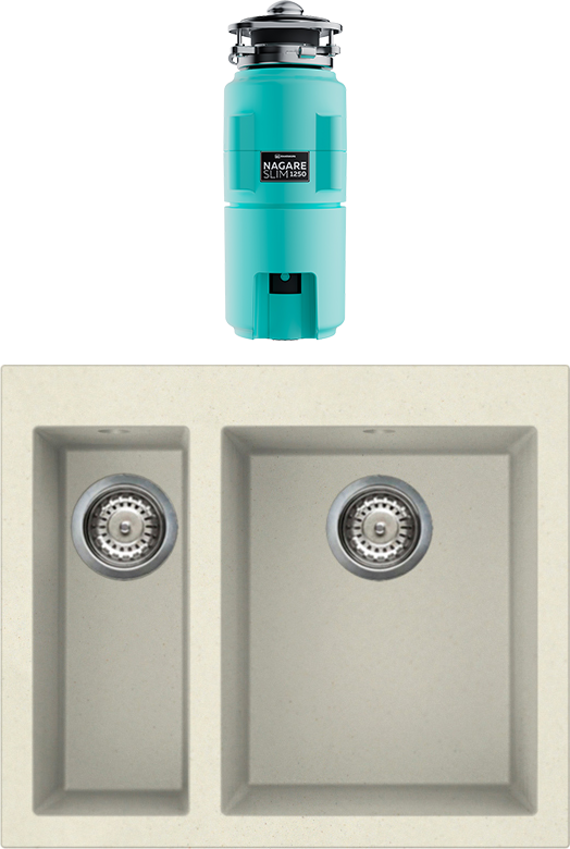 Комплект Мойка Omoikiri Bosen 59-2 BE ваниль + Измельчитель Nagare slim 1250-AZ azur blue