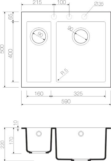 Комплект Мойка Omoikiri Bosen 59-2 BE ваниль + Измельчитель Nagare slim 1250-AZ azur blue
