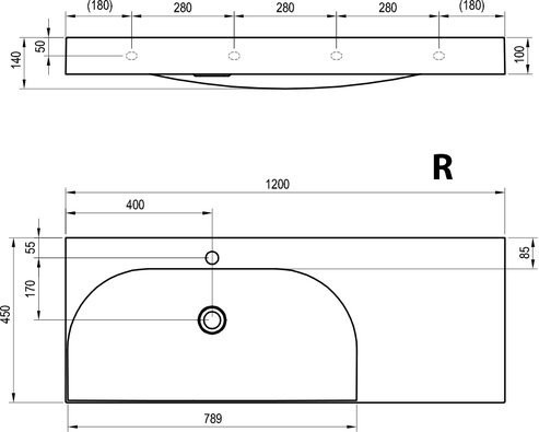 Тумба с раковиной Ravak Lite SD 120 R глянцевая белая