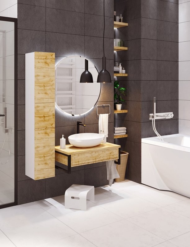 Тумба под раковину 1MarKa Grunge Loft 100 дуб вотан