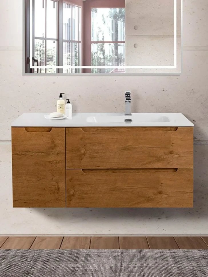 Тумба с раковиной BelBagno Etna R, 100 2 ящика, дверца, rovere nature