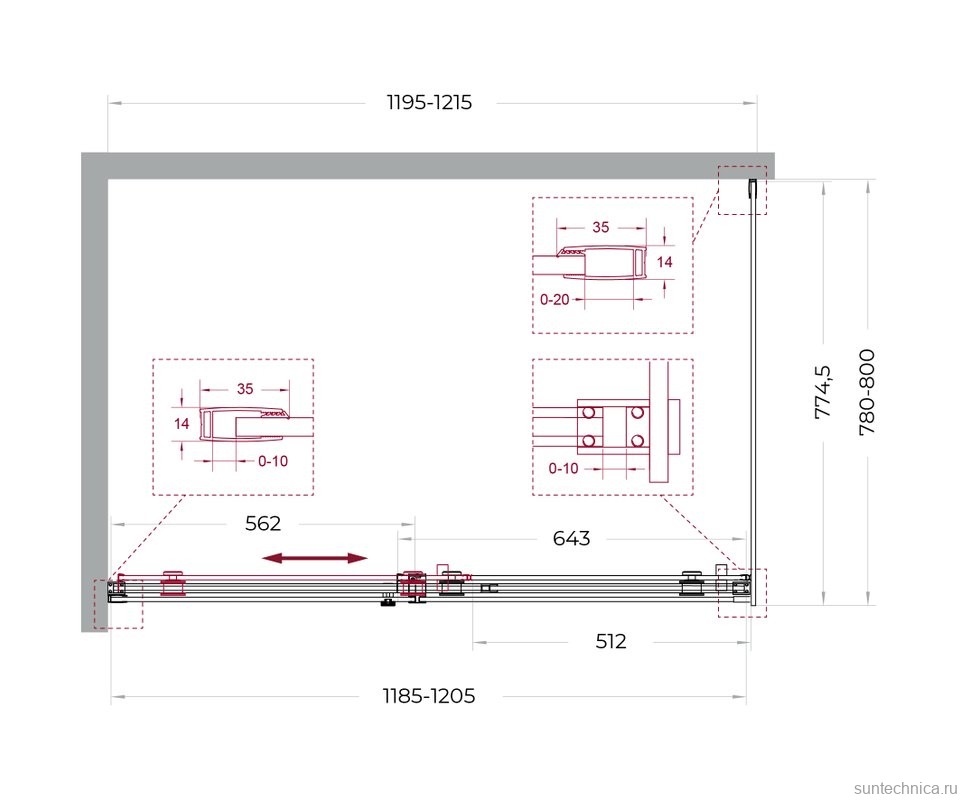 Душевой уголок BelBagno Soft Close-2 AH-1-120/80-C-Cr профиль хром