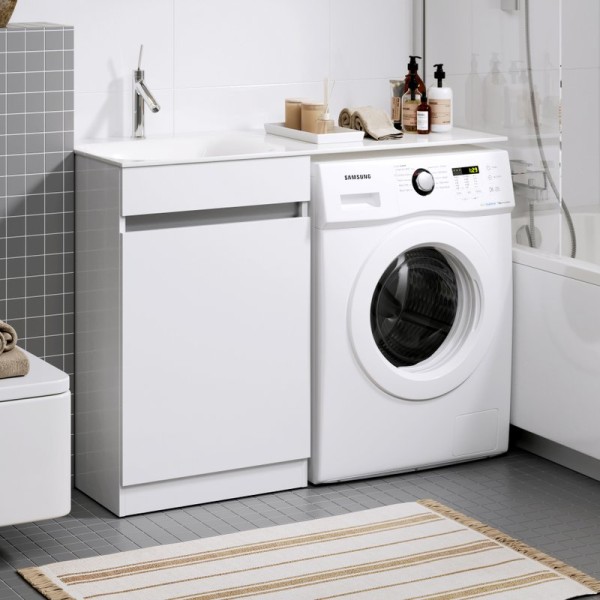 Тумба под раковину Aqwella Forma с бельевой корзиной слева