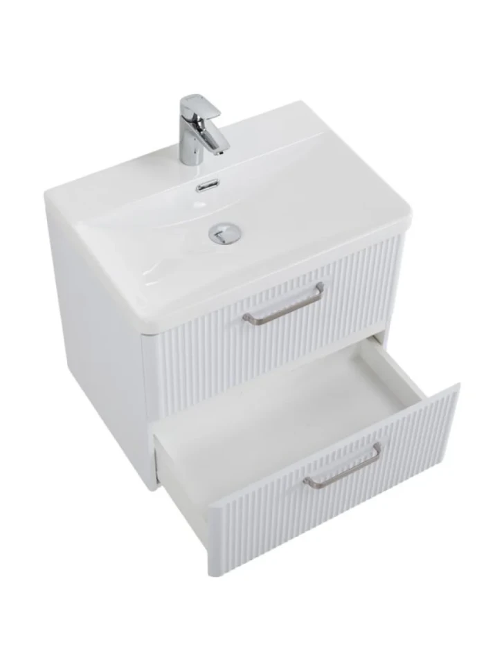 Мебель для ванной комнаты BelBagno Due 50 ручки матовый атласный никель, bianco lucido