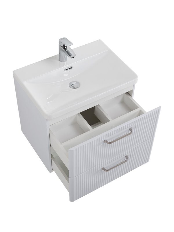 Мебель для ванной комнаты BelBagno Due 50 ручки матовый атласный никель, bianco lucido