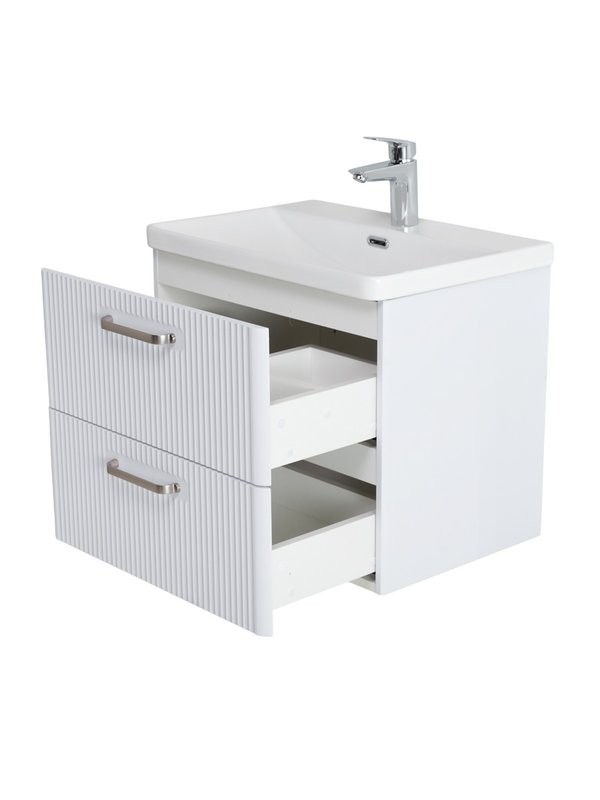 Мебель для ванной комнаты BelBagno Due 50 ручки матовый атласный никель, bianco lucido