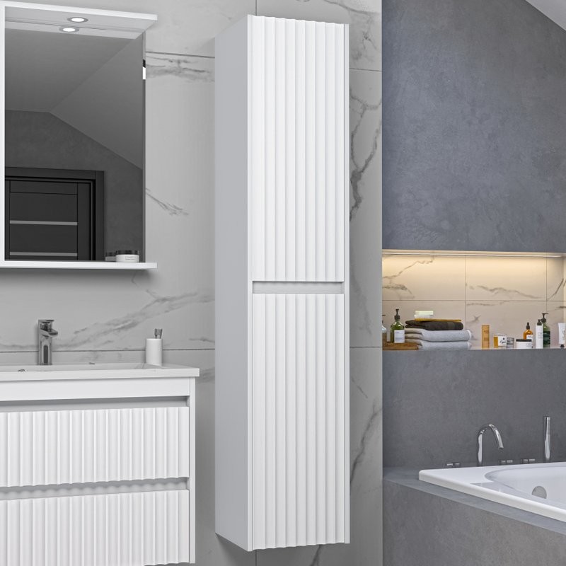 Шкаф пенал для ванной Brevita Balaton R, белый