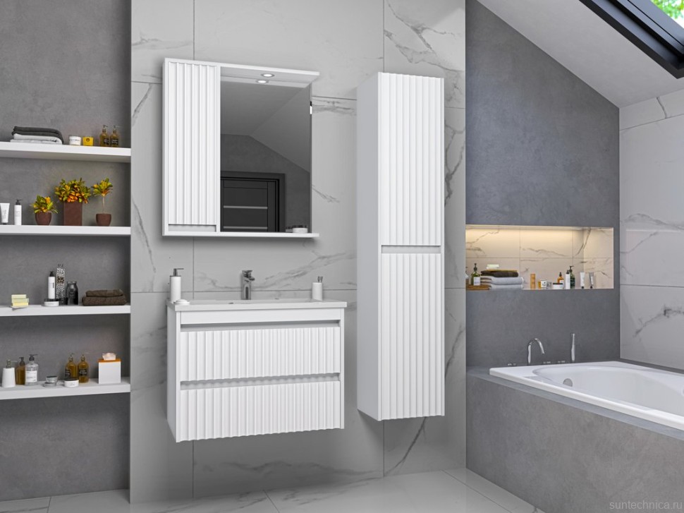 Шкаф пенал для ванной Brevita Balaton R, белый